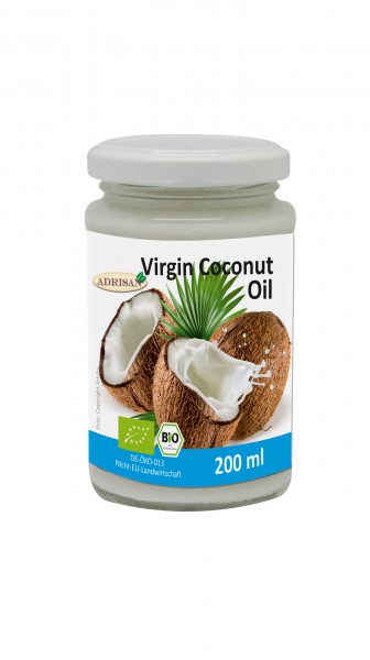 Kokosöl Virgin Coconut Oil (VCO) BIO 200ml | shop.oelfee.de | Adrisan | Kokosfett