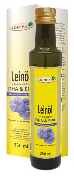 BIO-Leinöl* mit pflanzl. DHA & EPA | shop.oelfee.de | Nahrungsergänzung | Adrisan