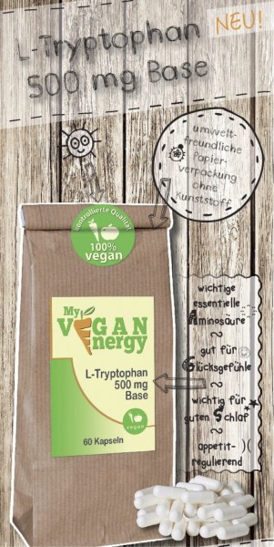 MY VEGAN ENERGY | L-Tryptophan Base 500 mg | shop.oelfee.de